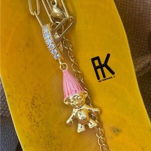 Vintage Troll Pendant Necklace, Gold Plated Zinc Alloy, Retro 90s